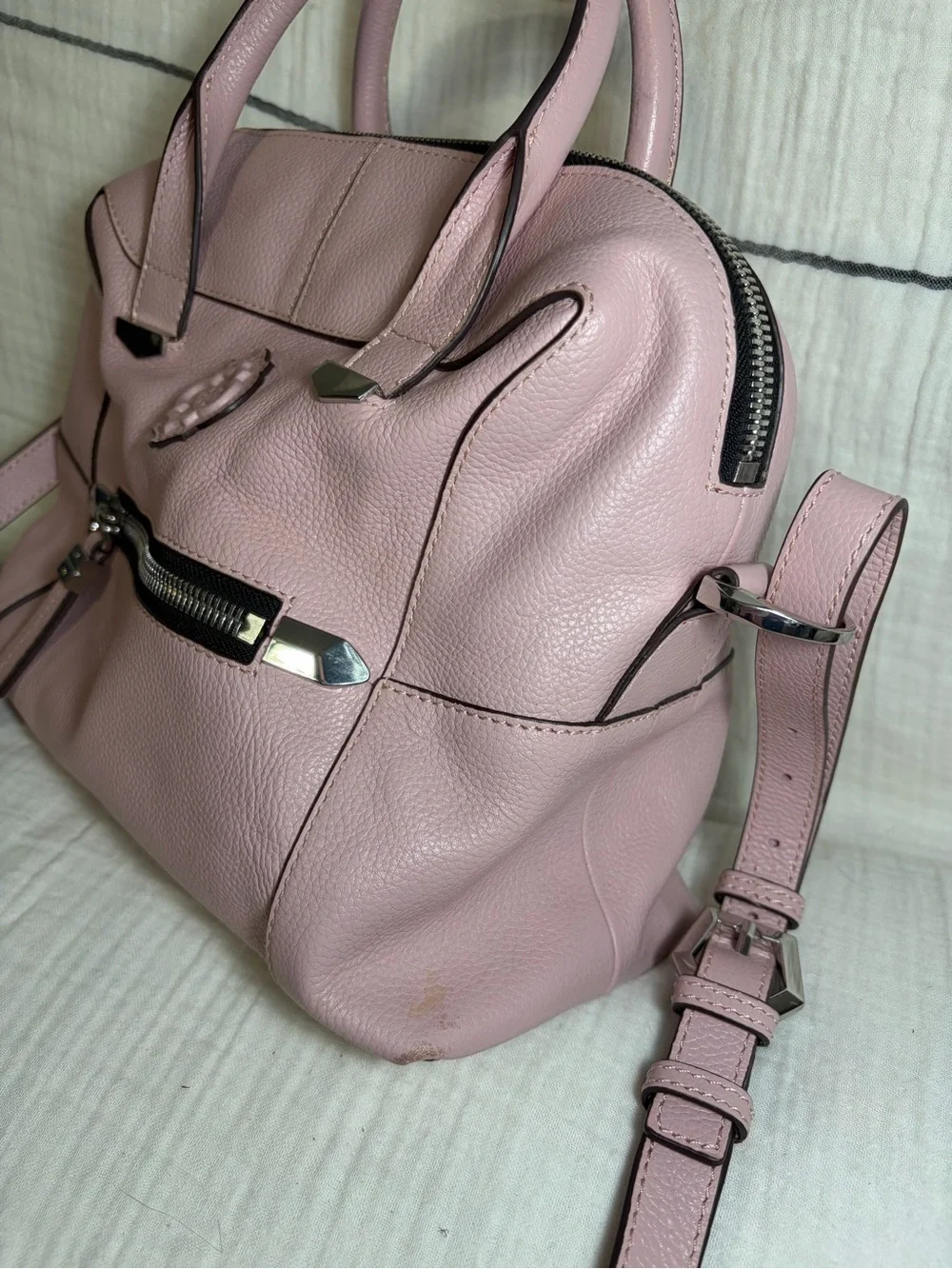 orYANY Pink Leather Satchel Bag